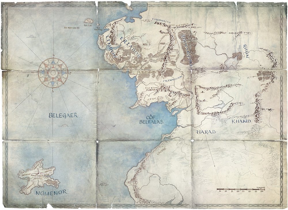 Mapa da Terra Média durante a Segunda Era