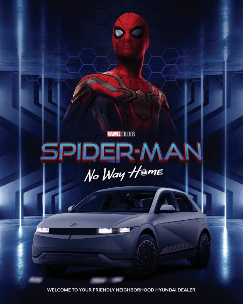 Um dos pôsteres da parceria entre Homem-Aranha e Hyundai (Imagem: Divulgação/Sony Pictures | Hyundai)