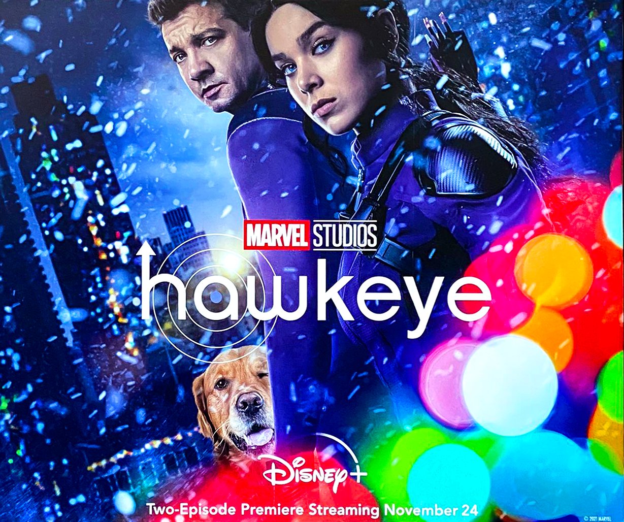 Gavião Arqueiro: novo pôster promocional traz Clint Barton e Kate Bishop em cenário natalino (Imagem: Divulgação/Disney+).