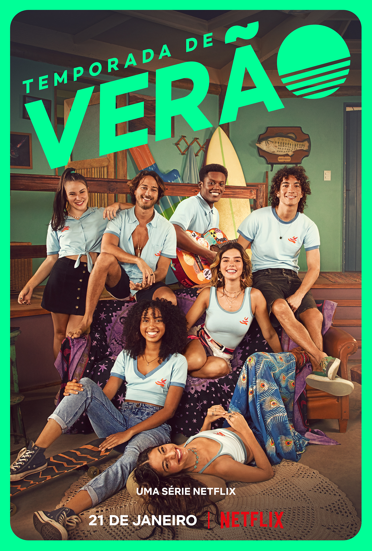 Pôster oficial de "Temporada de Verão", uma nova série original da Netflix (Imagem: Divulgação/Netflix).