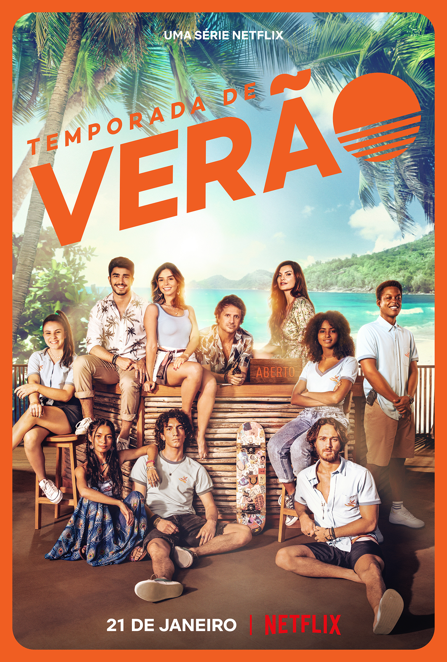 Pôster oficial de "Temporada de Verão", uma nova série original da Netflix (Imagem: Divulgação/Netflix).