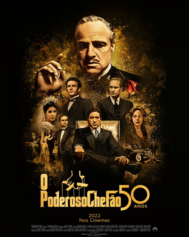 Pôster promocional comemora relançamento de "O Poderoso Chefão" após 50 anos de estreia (Imagem: Divulgação/Paramount Pictures).