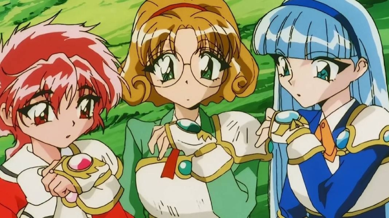 Lucy, Anne e Marin em As Guerreiras Mágicas de Rayearth (Reprodução)