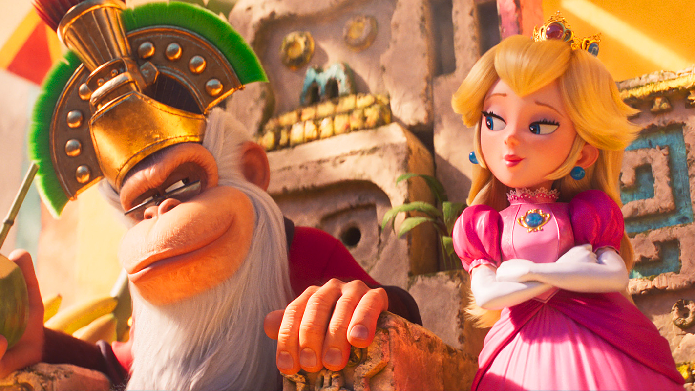 Cranky Kong e Princesa Peach em Super Mario Bros. O Filme