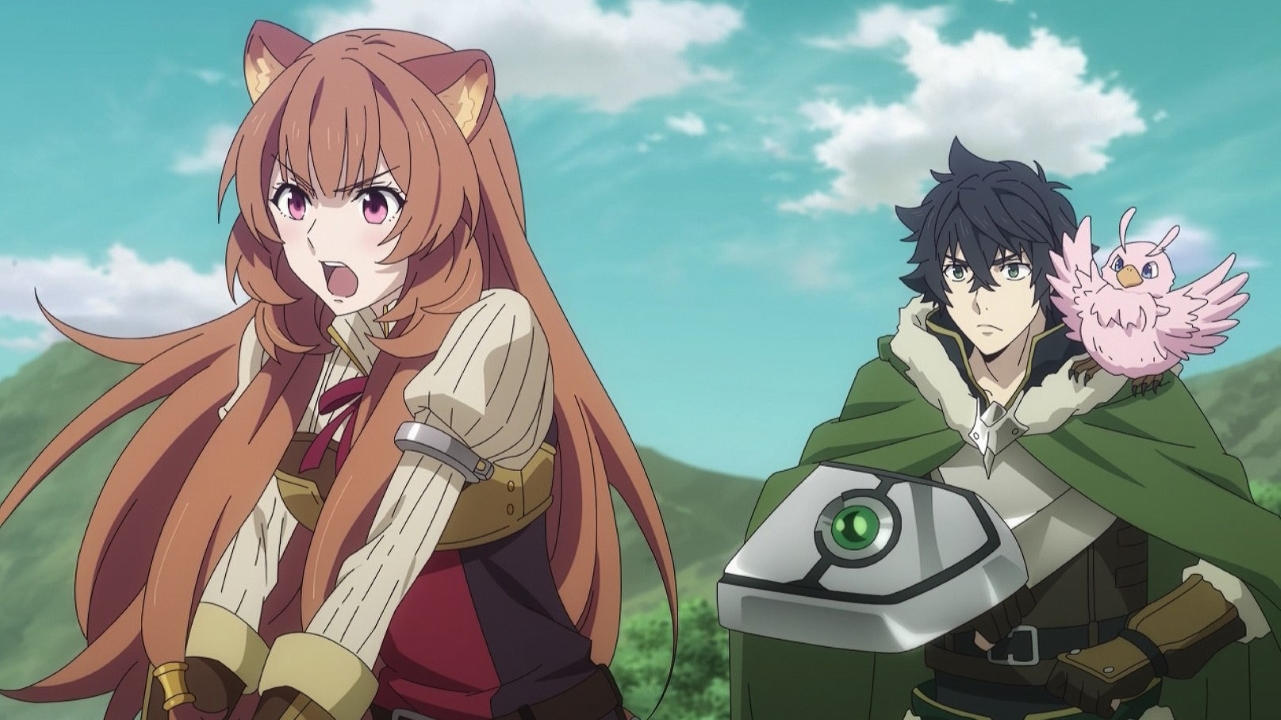 Raphtalia, Naofumi e Filo em The Rising Of The Shield Hero (Reprodução)