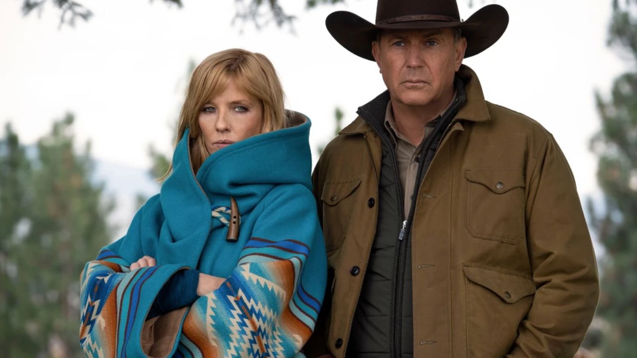 Kevin Costner e Kelly Reilly em Yellowstone