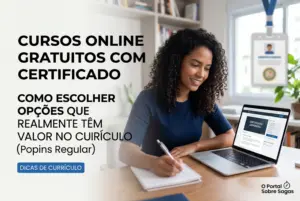 Mulher estudando cursos online gratuitos com certificado